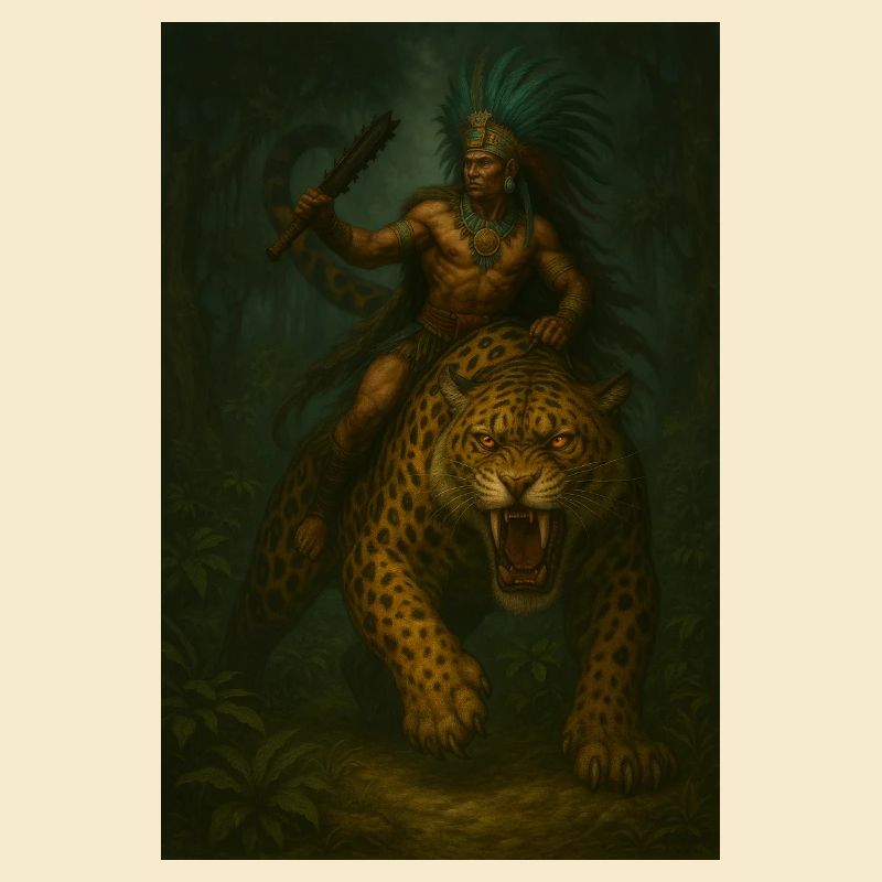 Chaman Apache sur Jaguar dans la Forêt Mystique