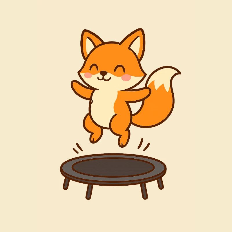 Cute fox on trampoline