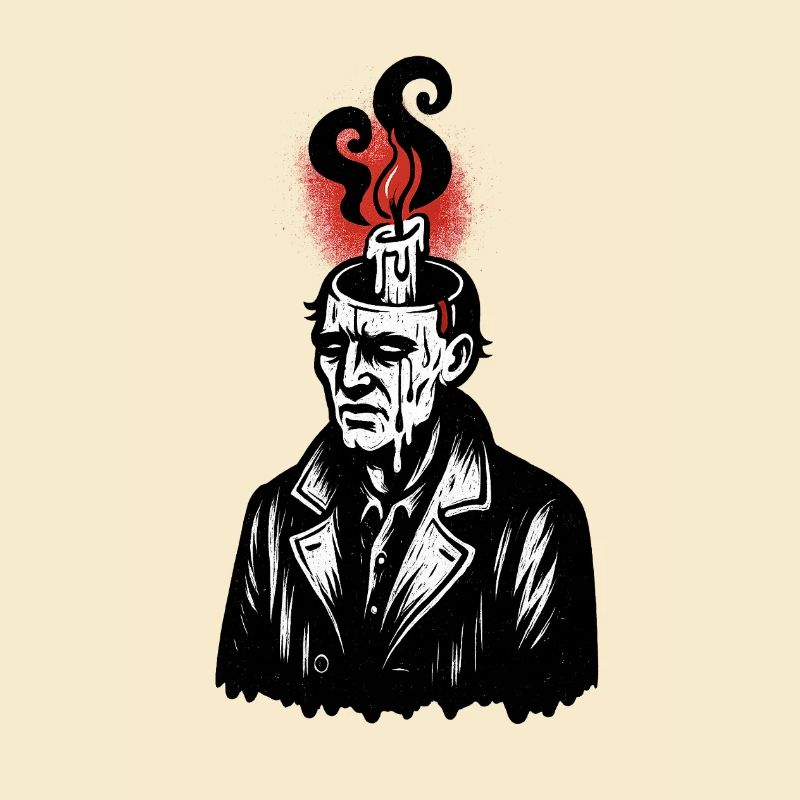 Wax head with flame