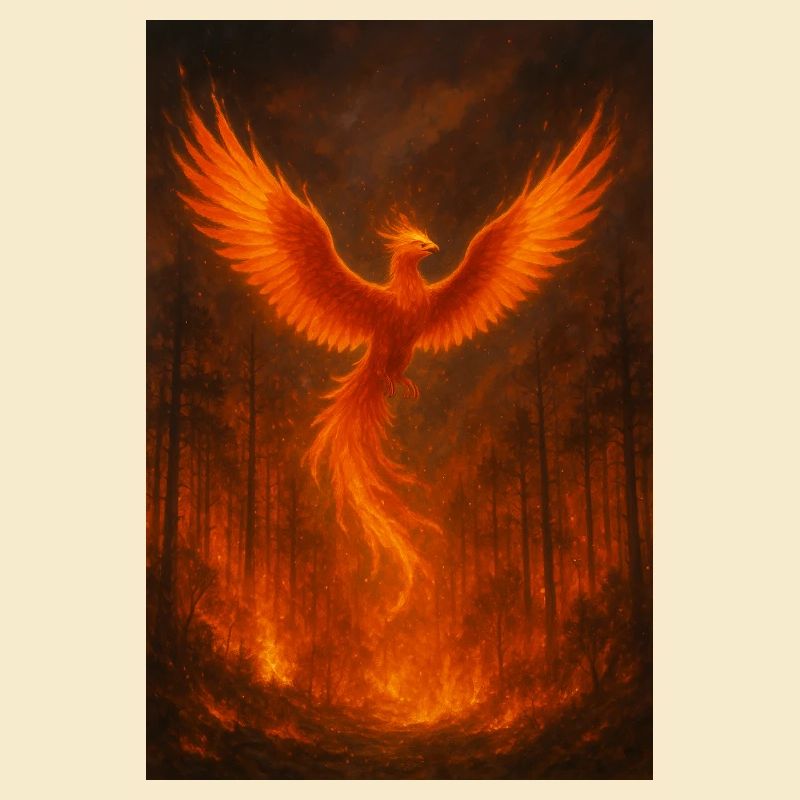 Flammender Phönix im Wald