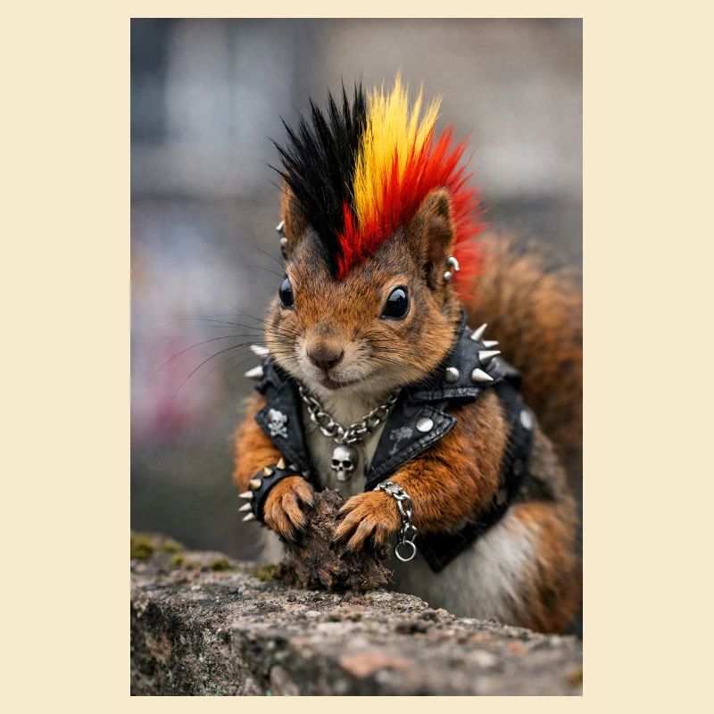 Punk Eichhörnchen mit Lederweste