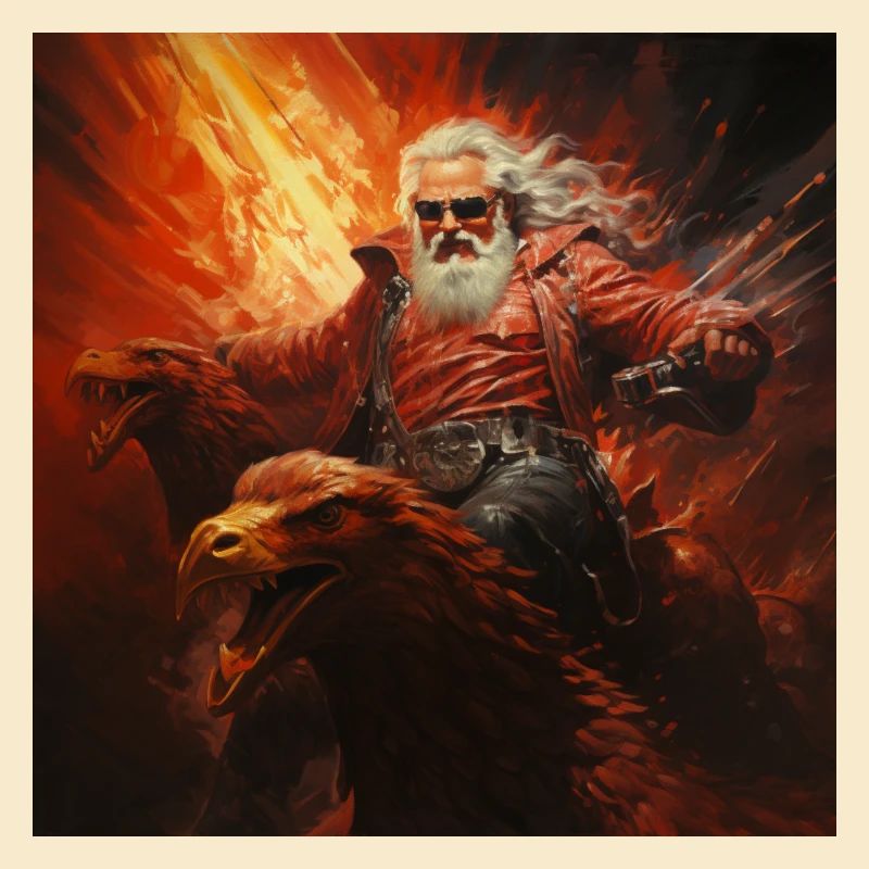 Santa rides through hell flying devil birth