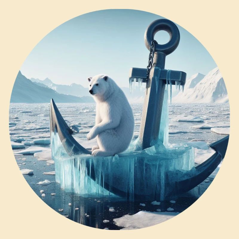Polar Bear on Anchor in Snow Landscape