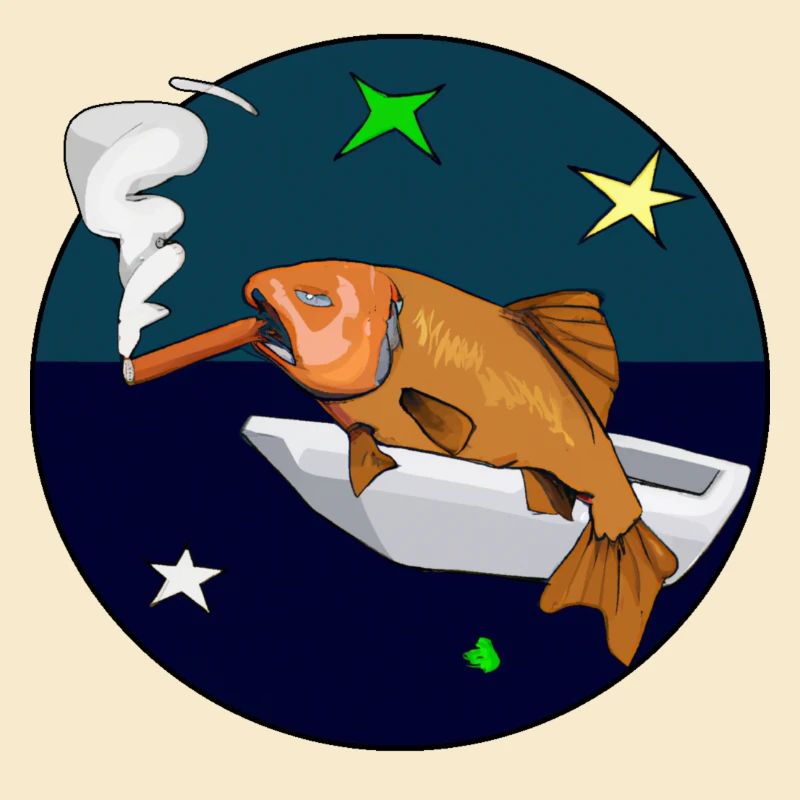 Poisson avec un cigare dans l’espace.