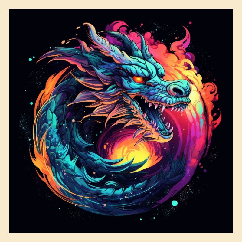 Neon Drache im Sternenkreis