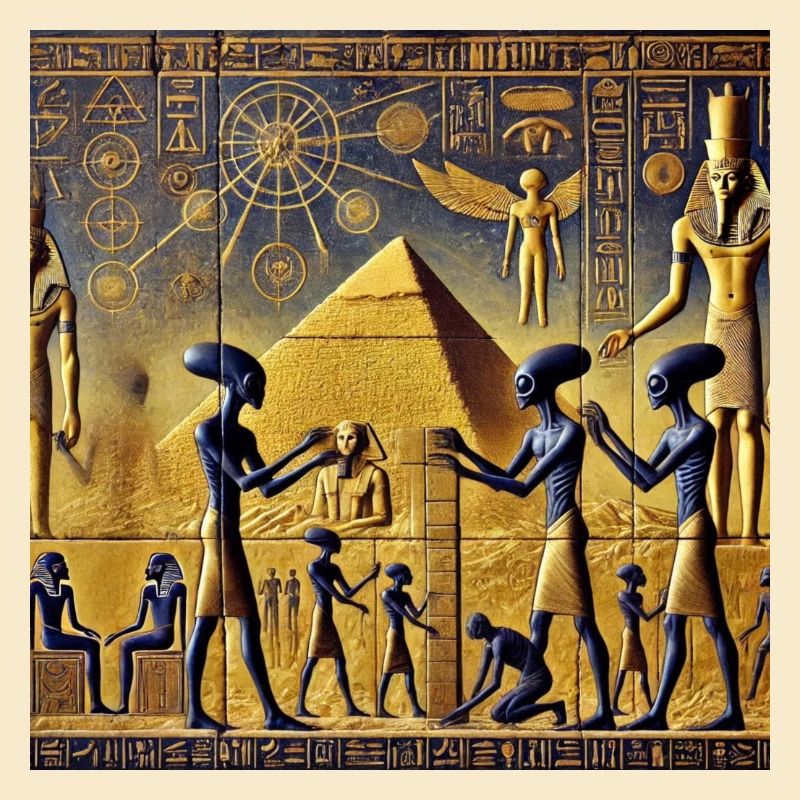 Blaue Außerirdische unter den Pyramiden