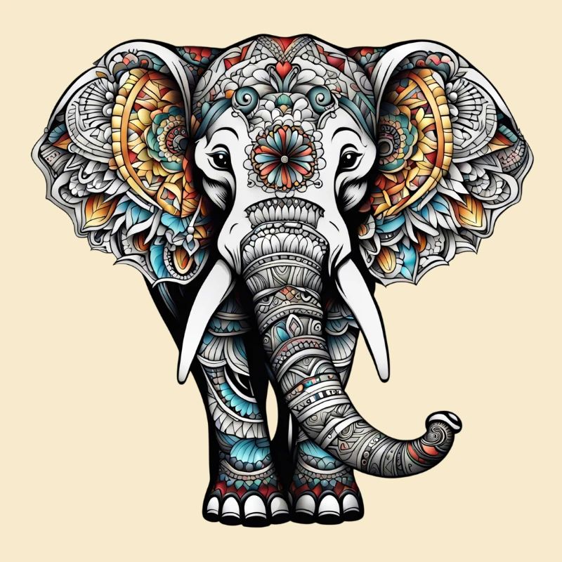 Éléphant coloré dans le style de tatouage