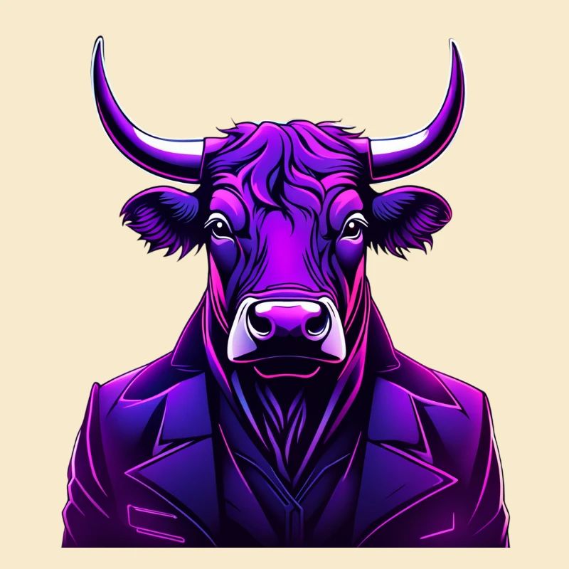 Taureau dans le style de tatouage coloré