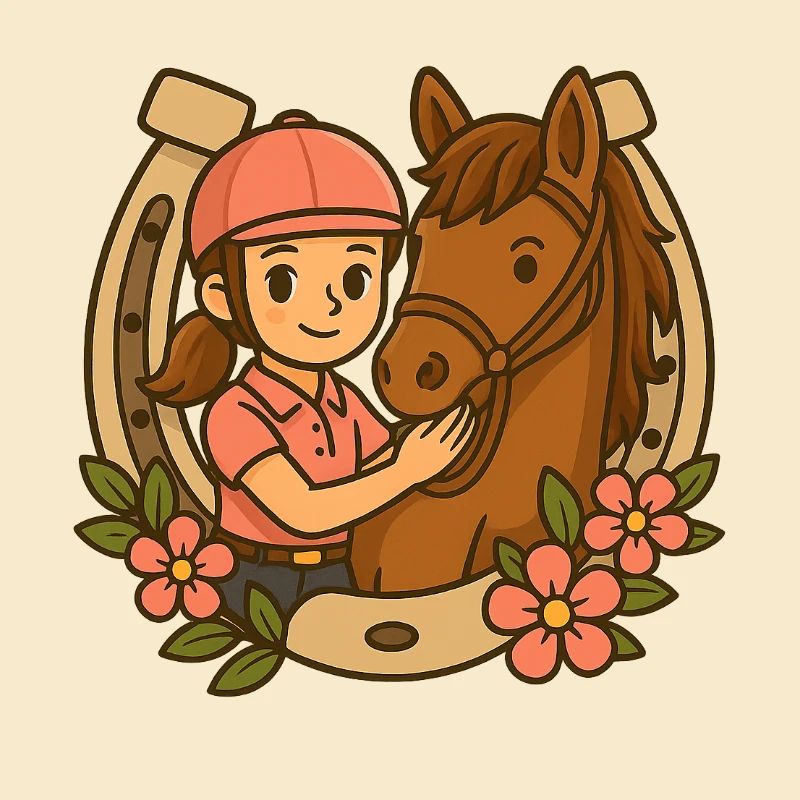 Petite cavalière et son cheval mignon