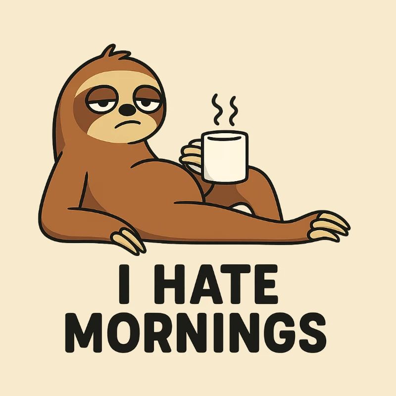 Faultier mit Kaffeetasse