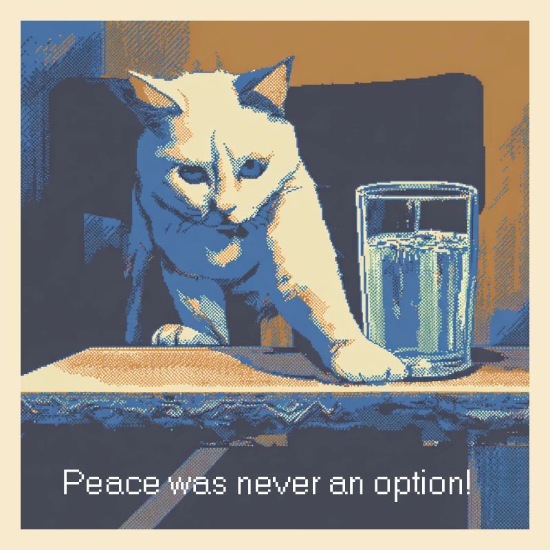 Katzenmotiv mit Friedensbotschaft