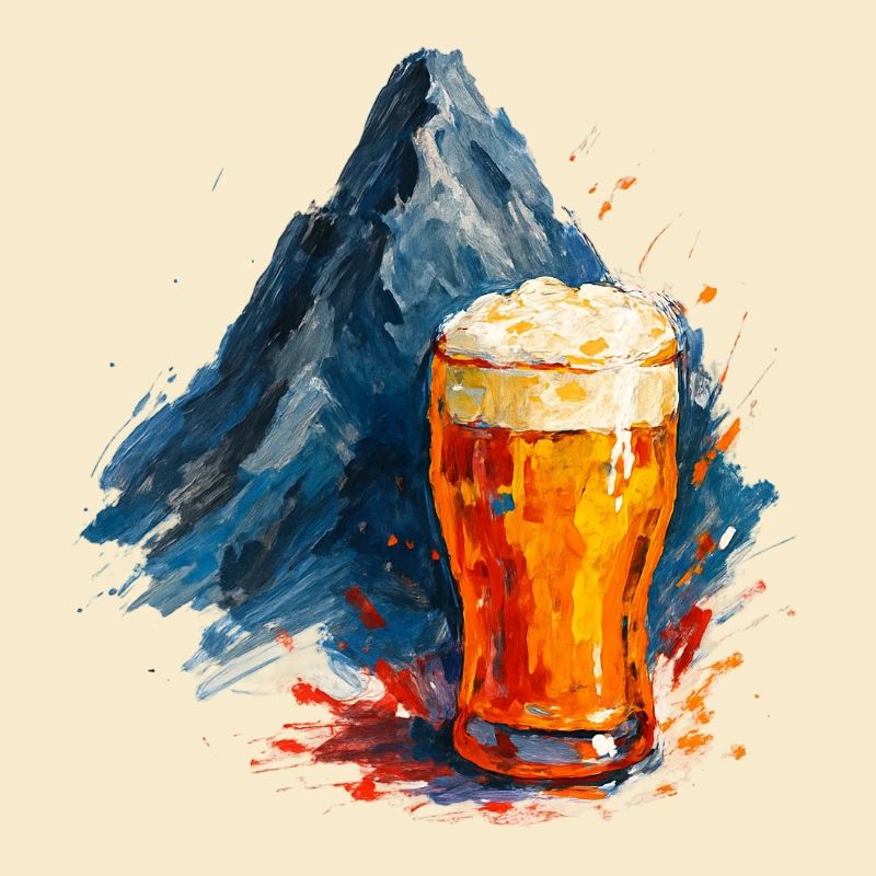 Bier und Bergpanorama