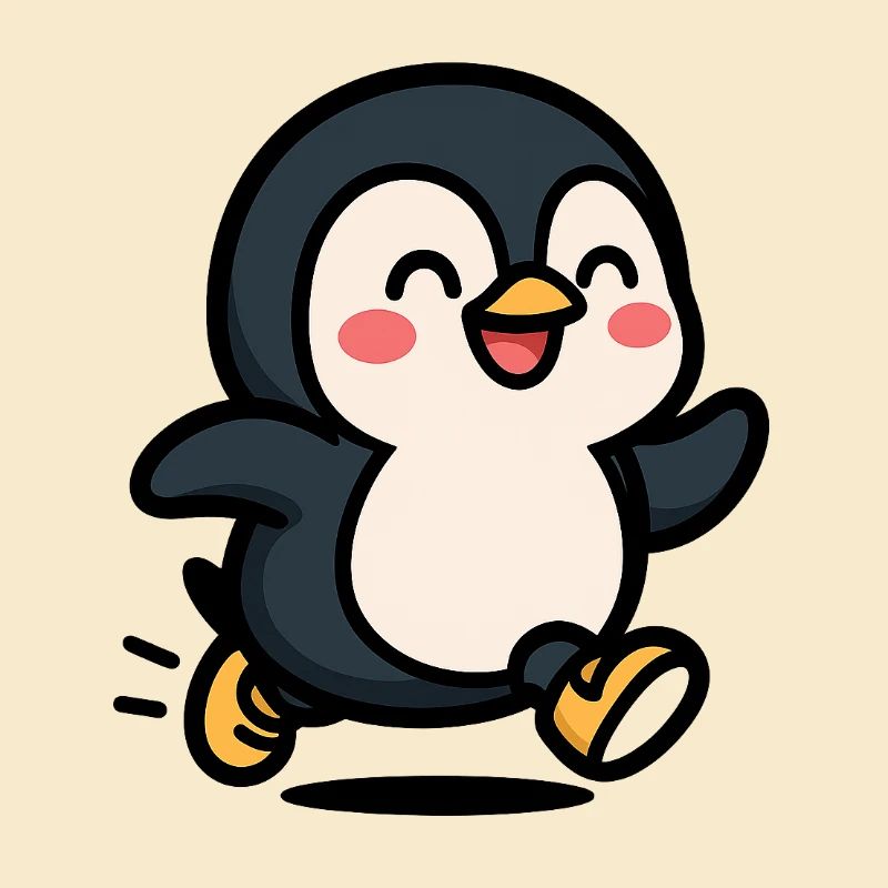 Penguin on the move: joyful leap