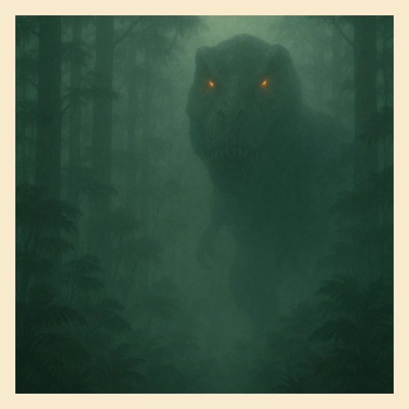 Cloud Forest Dinosaur with Fire Eyes