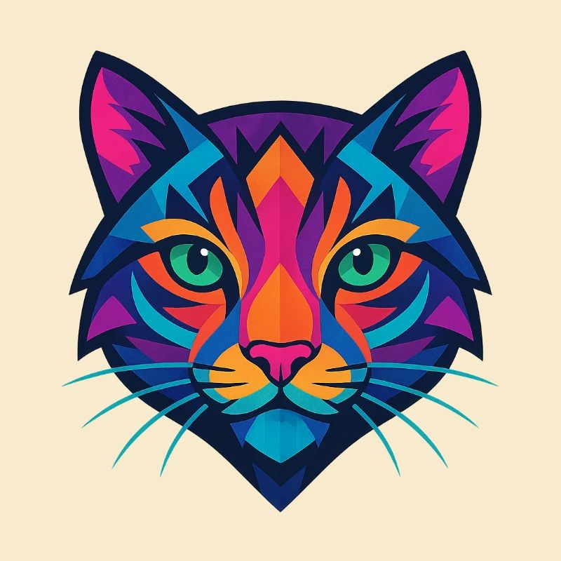 Buntes geometrisches Katzengesicht