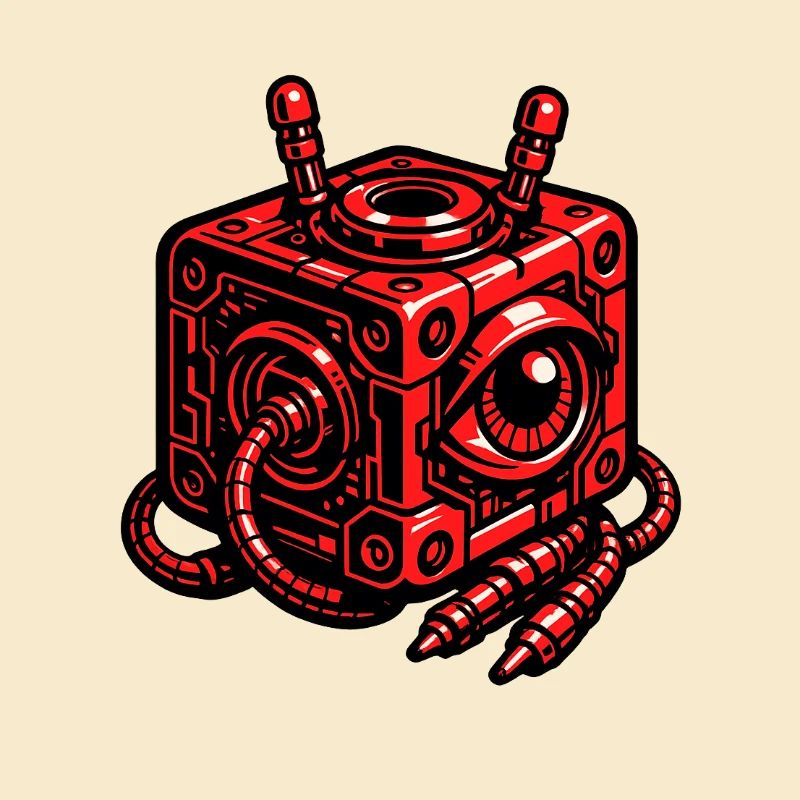 Robot cube rouge avec œil