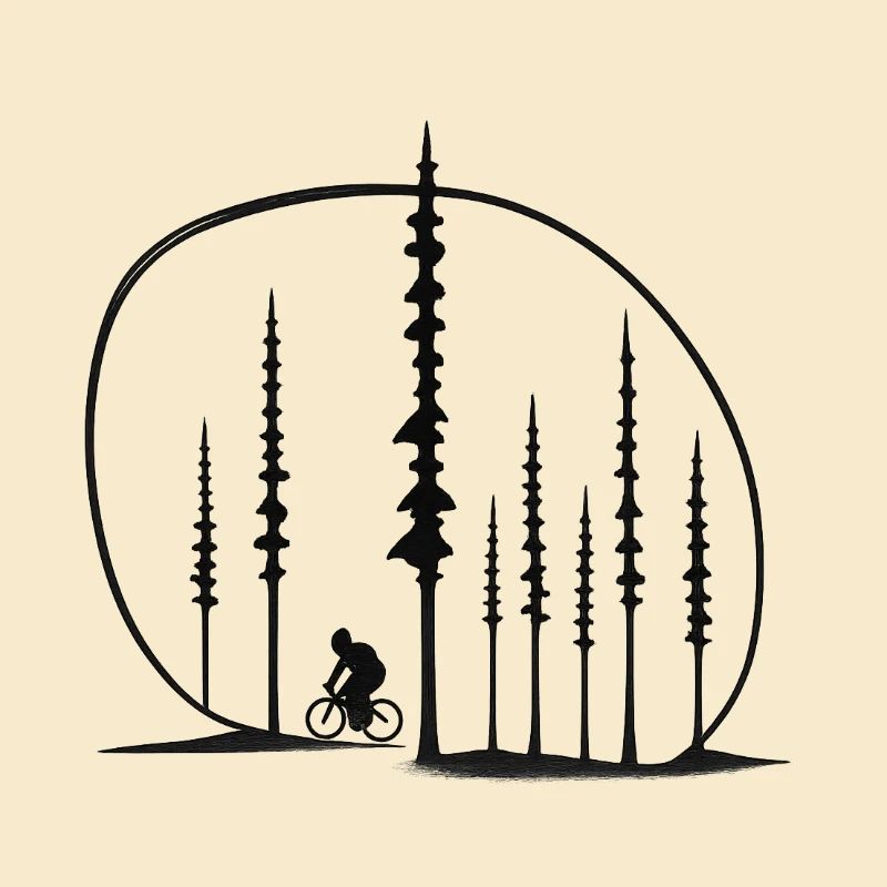 Silhouette de cycliste Forest Path Idée d’idée cadeau Amis