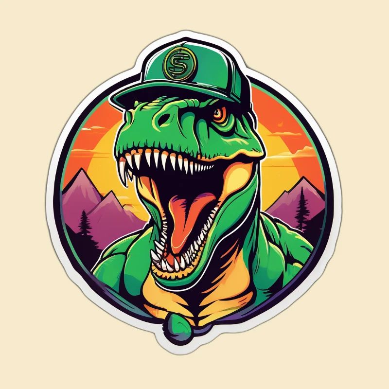 Dinosaure coucher de soleil casque