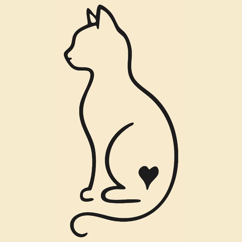Minimalistische Katze Line Art – Schwarz Design