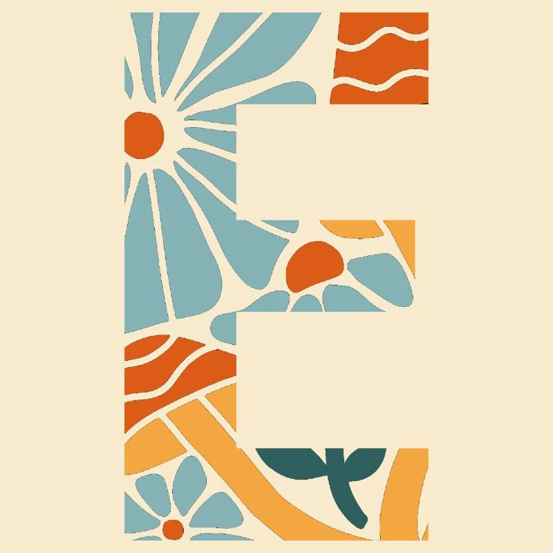 Buchstabe e Blumen groovy Geschenkidee