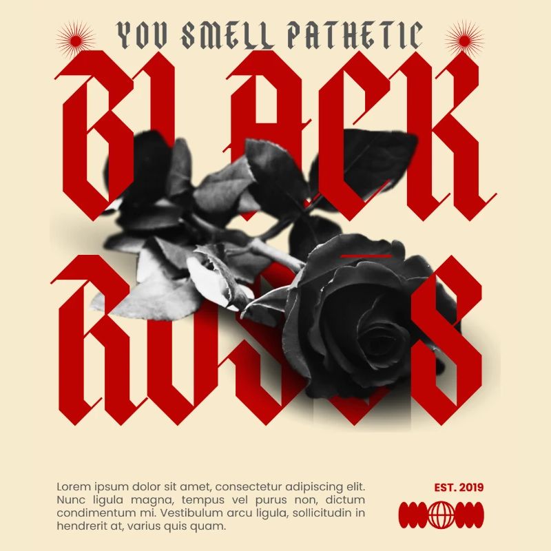 Rebellious black rose with statement