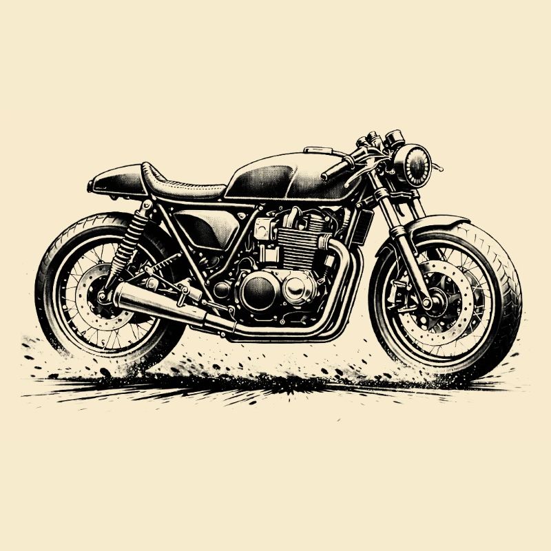 Café Racer Side View Monochrome