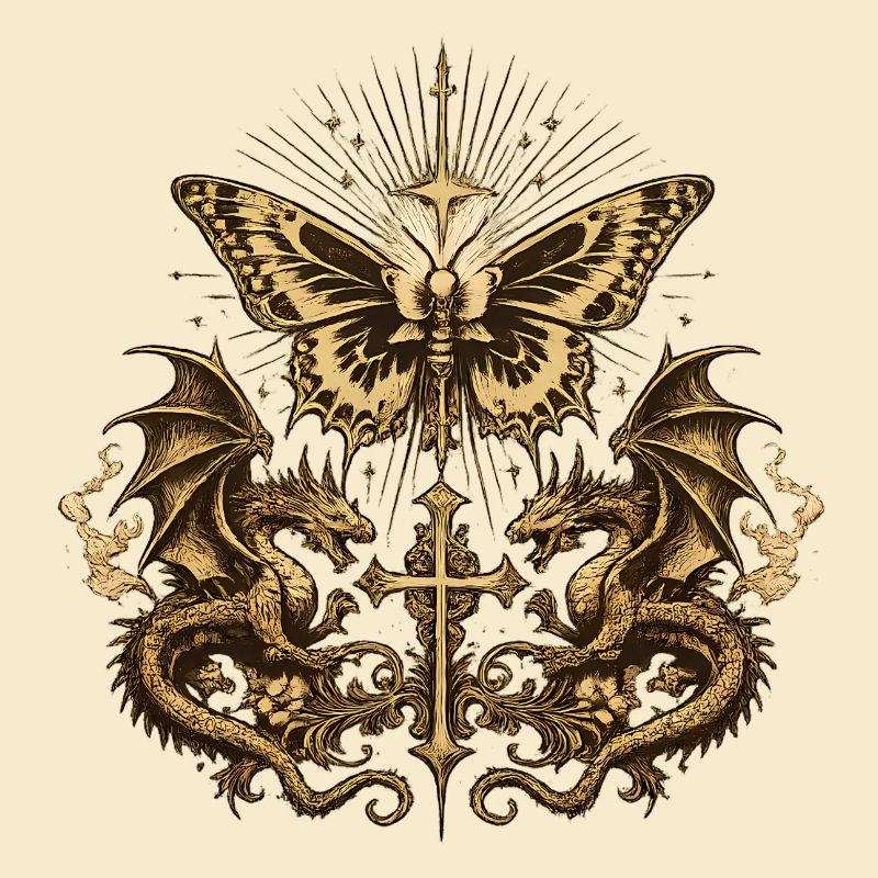 Papillon occulte avec dragon – Gothic Dark
