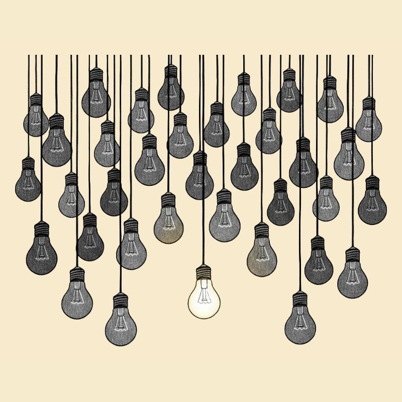 Graues Glühbirnen-Array mit einzigartiger Helligkeit