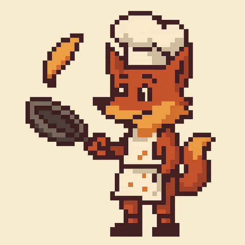 Pixelated Kitchen Chef Fox