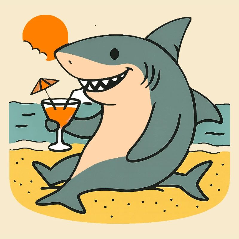Requin de sable avec boisson de plage