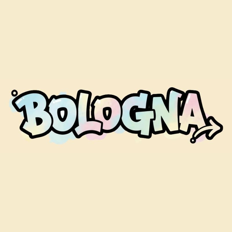 Lettrage graffiti BologneA sur la flèche