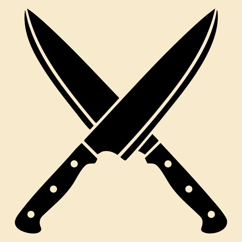 Silhouette des couteaux de chef croisés