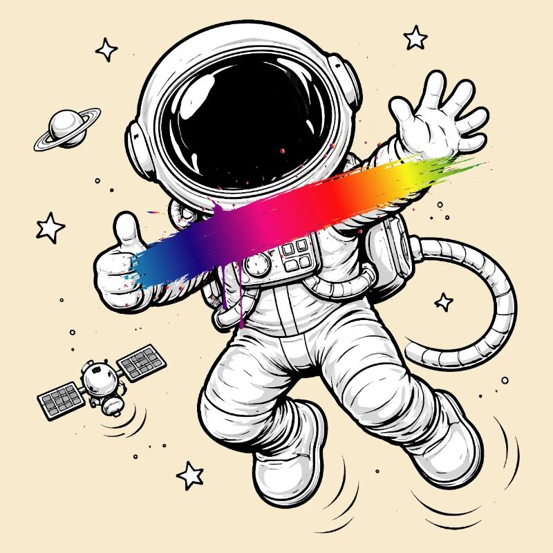 Astronaut Regenbogen Splash Space Design 