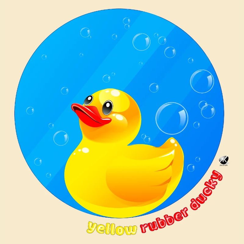 Yellow rubber duck illustration in a circle