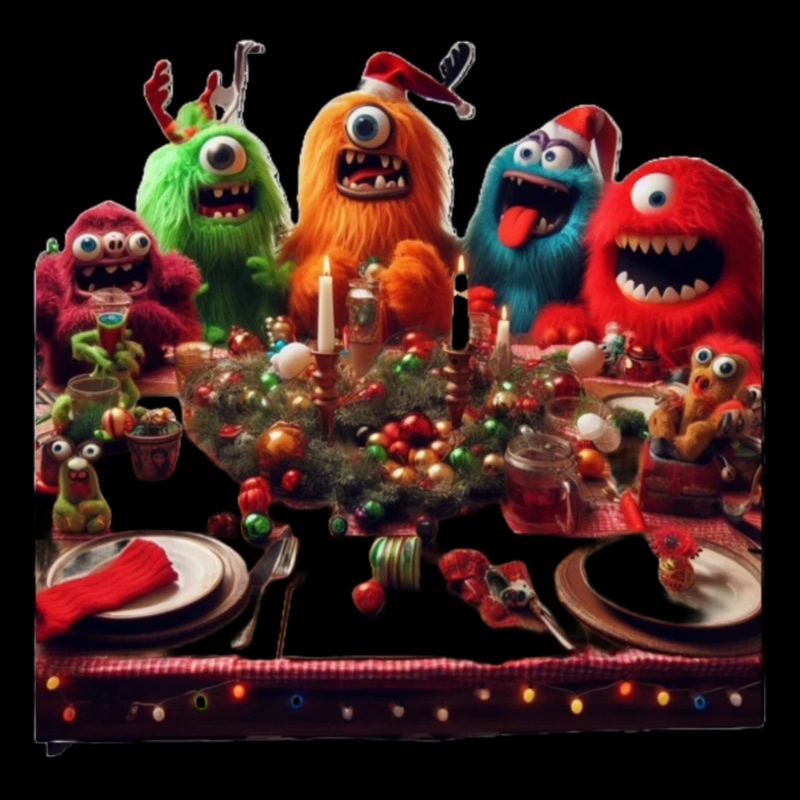Humorous Monster Christmas Scene
