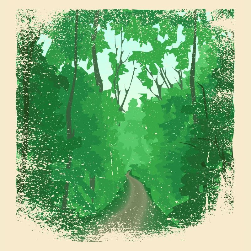 Forest path with frayed edge