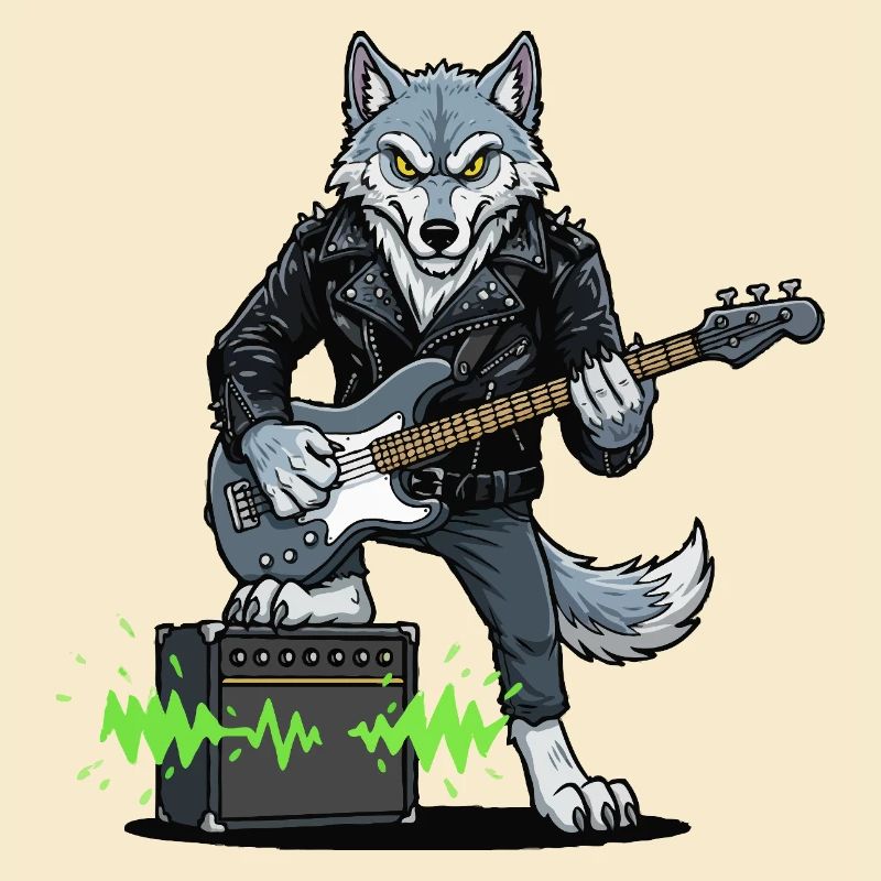Rockerwolf mit Lederjacke