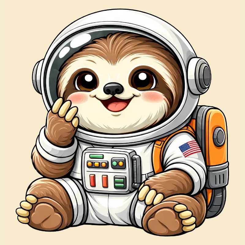Cute Sloth Astronaut Space Universe