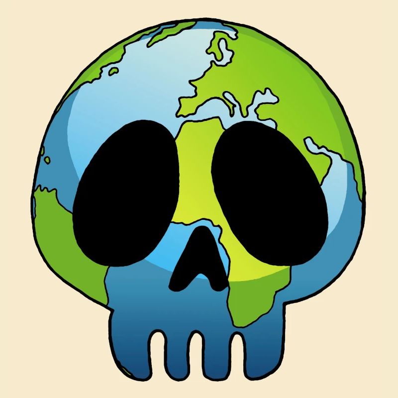 Schädel und Planet Erde
