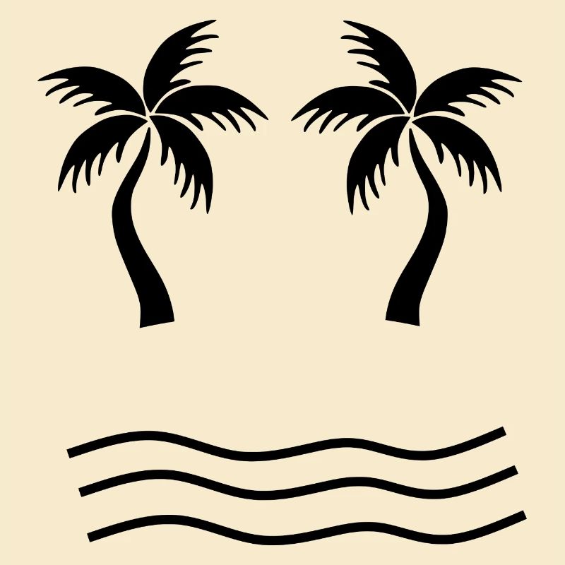 Palm Tree Black Beach Vacances Mer Été