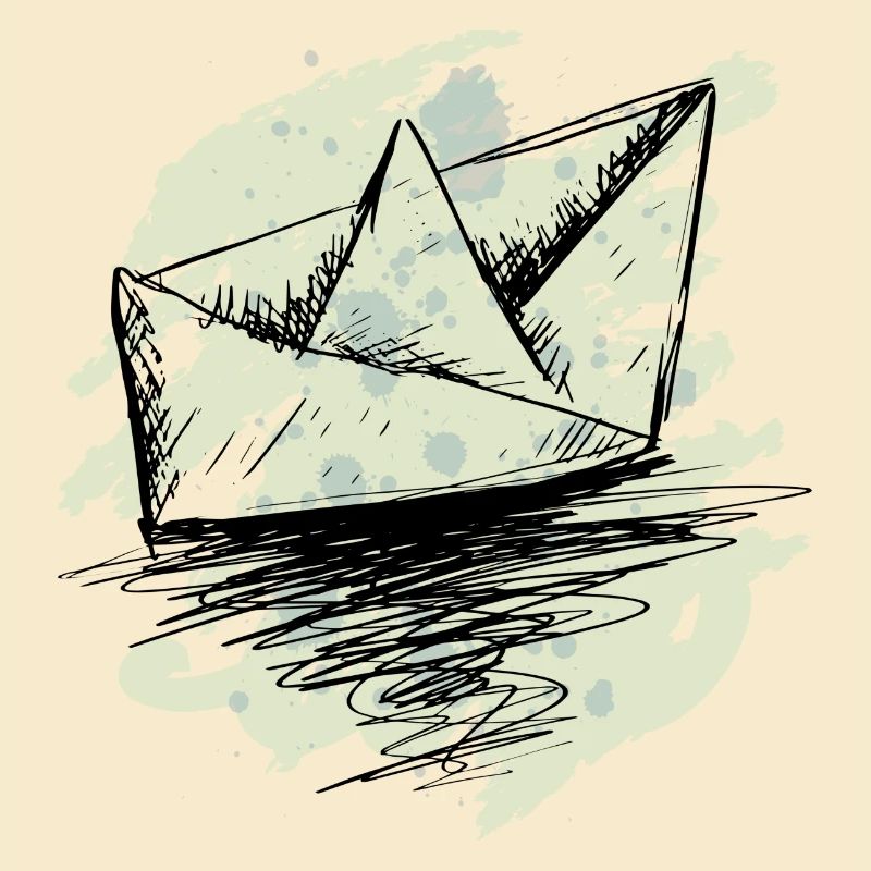 Teal Splash Origami Boat