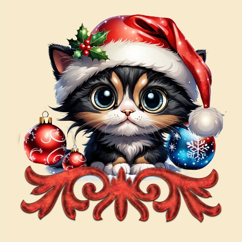 Adorable chaton de Noël.