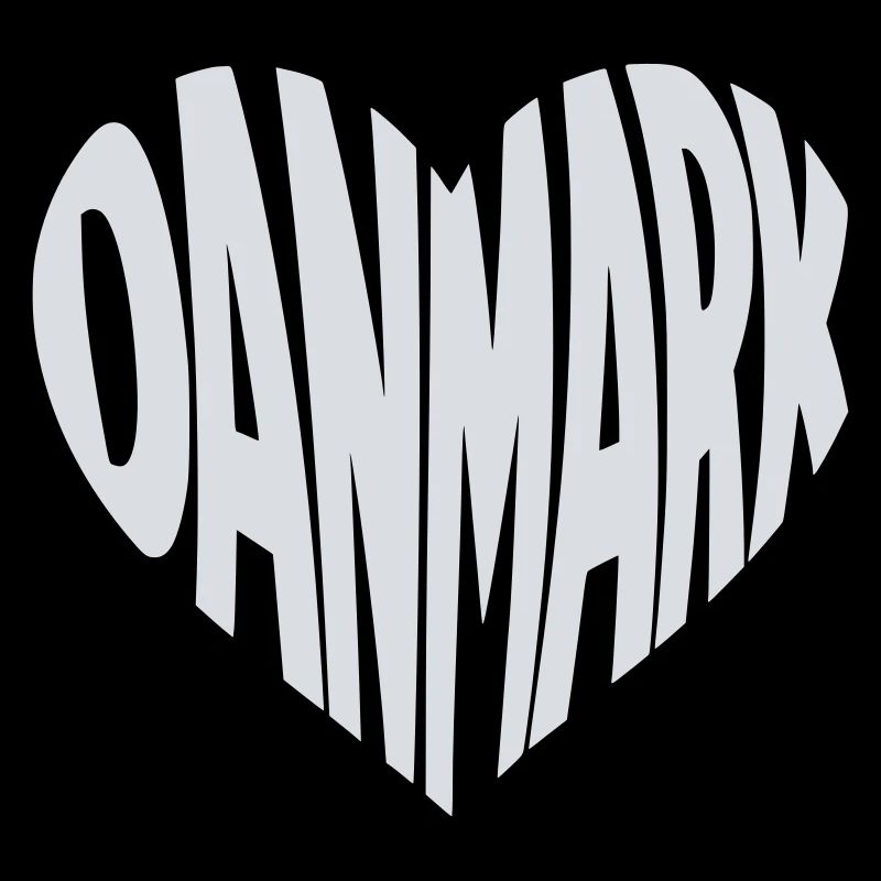 Denmark - Danmark Heart Typography Motif