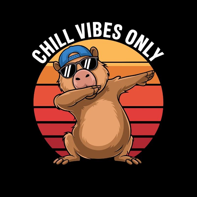 Chill Vibes Only Capybara Dabbing Retro