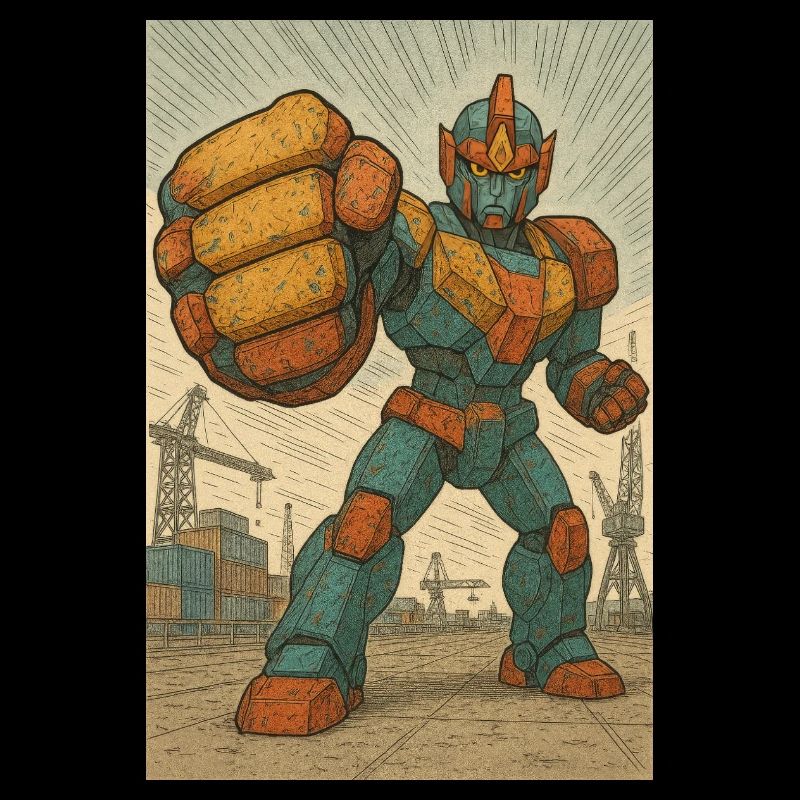 Position de combat de robot dans les docks