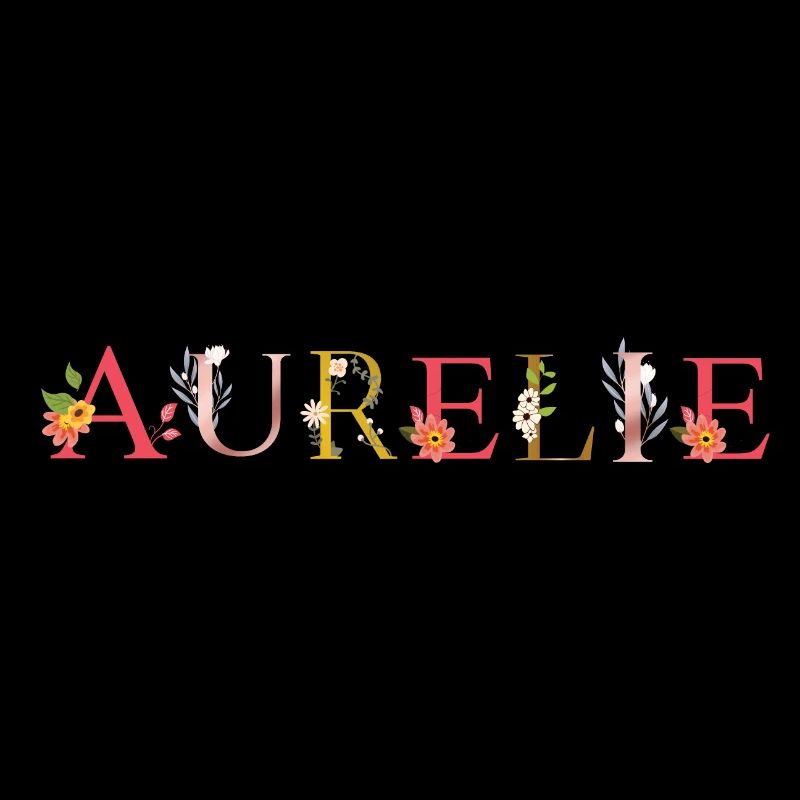 Le nom d’AURÉLIE décoré de fleurs