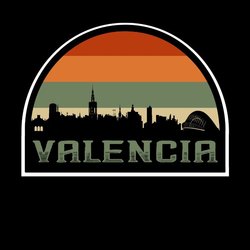 Valence Espagne Skyline Silhouette Drapeau Espagnol