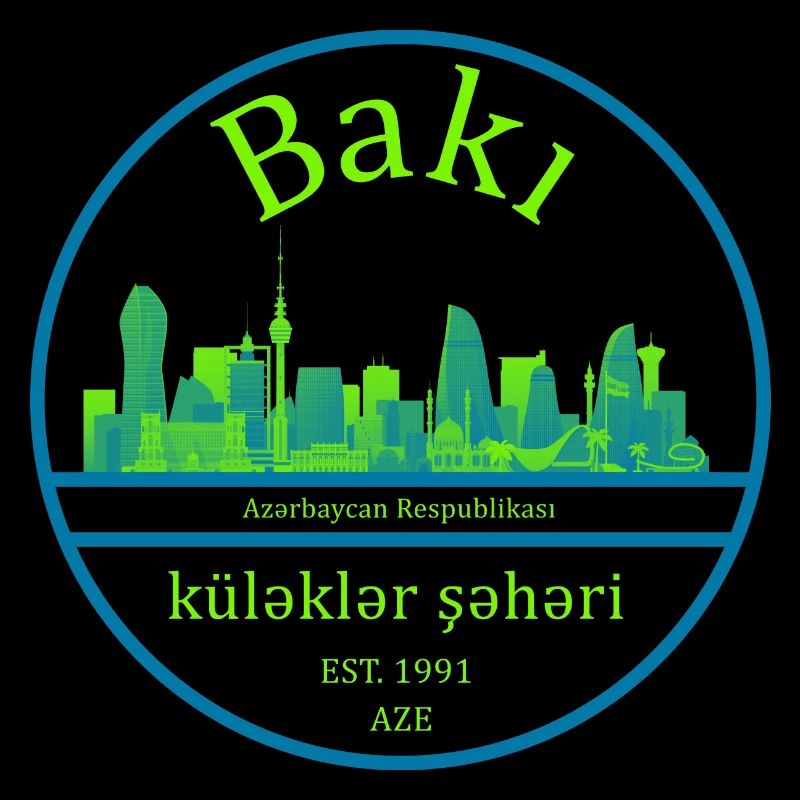Conception de cercle de la skyline de Bakou avec vert néon