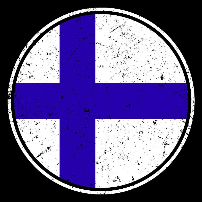 Finnish Flag — Distressed Style & in a Circle