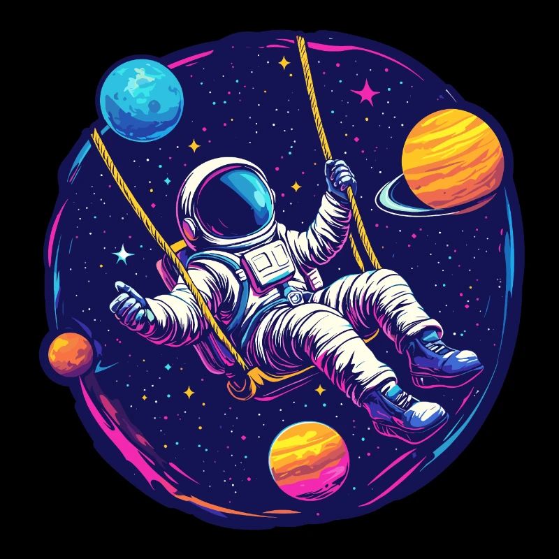 Astronaute avec balançoire dans l’espace